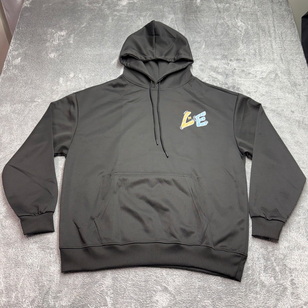 Level Graphic Hoodie Mens‎ L Black Excellent I Adore You Quote Pullover